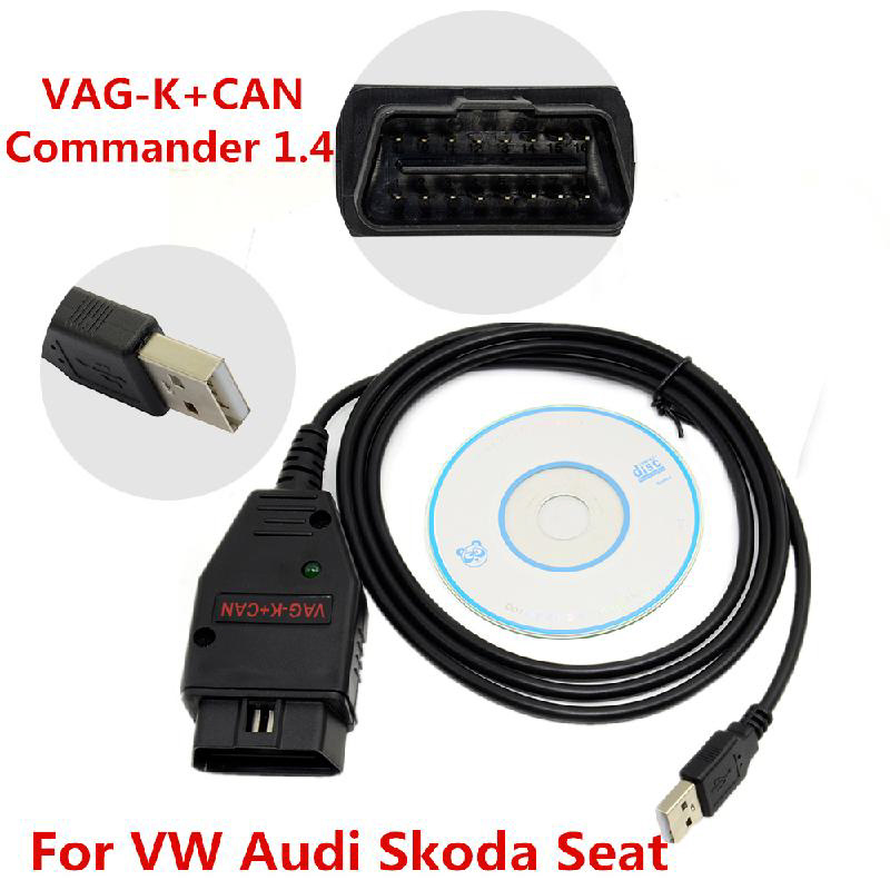 Preisvergleich Produktbild Glanz @ Full 1.4 OBDII USB Diagnose VAG K + CAN Commander für VW Audi (PIC18F248)